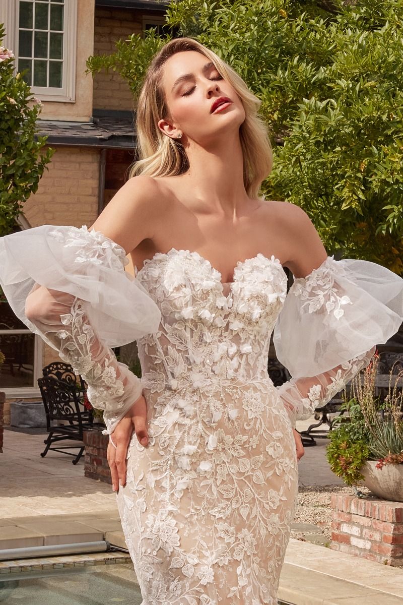 Divinity Bridal ADELINE Floral Applique Sweetheart Bodice Mermaid Wedding Dress