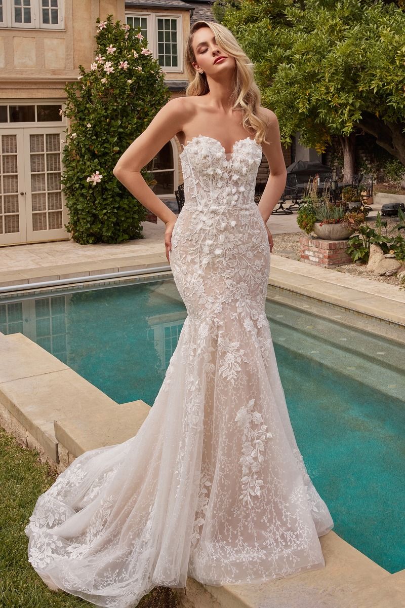 Divinity Bridal ADELINE Floral Applique Sweetheart Bodice Mermaid Wedding Dress