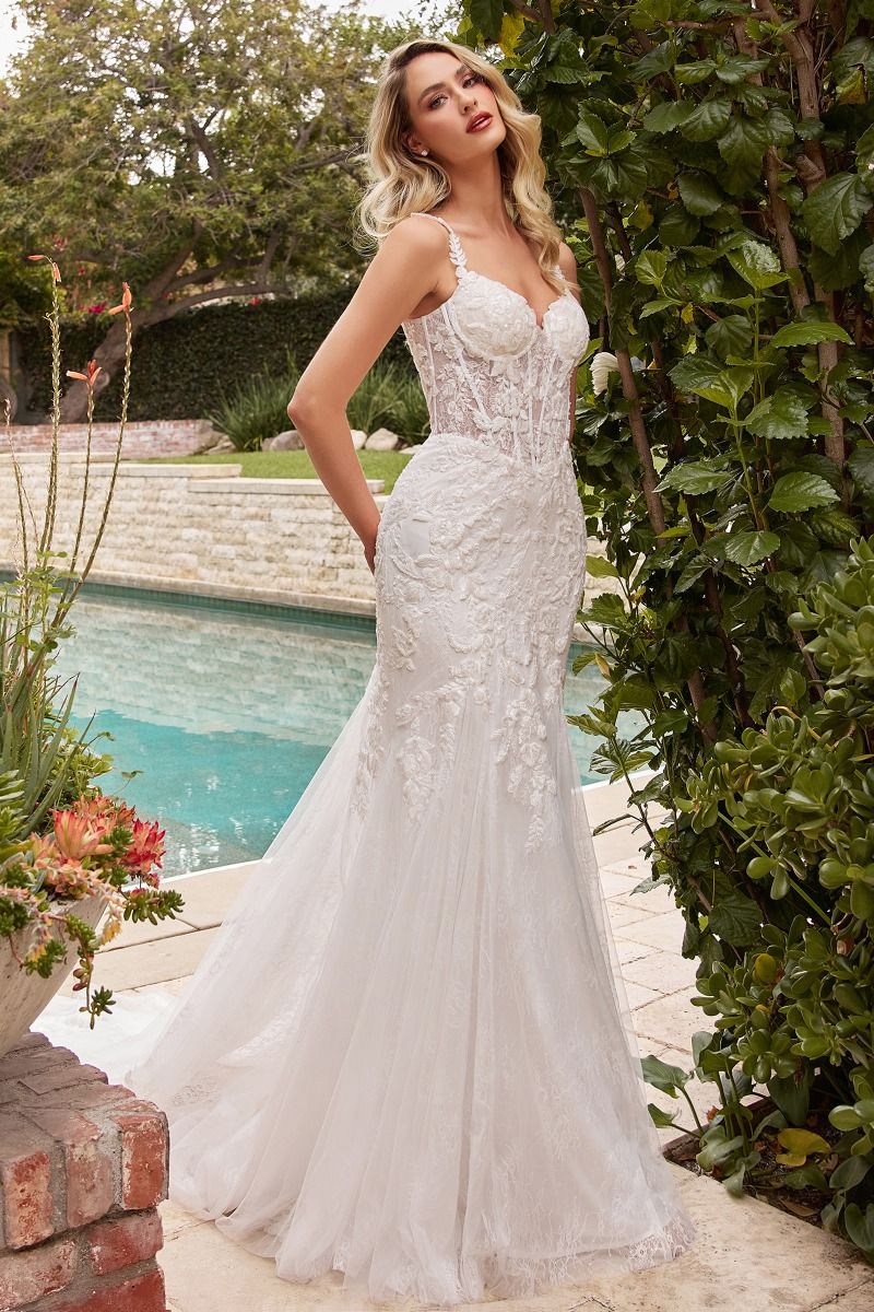 Divinity Bridal LIORA Boned Bodice Lace & Beaded Applique Mermaid Wedding Dress
