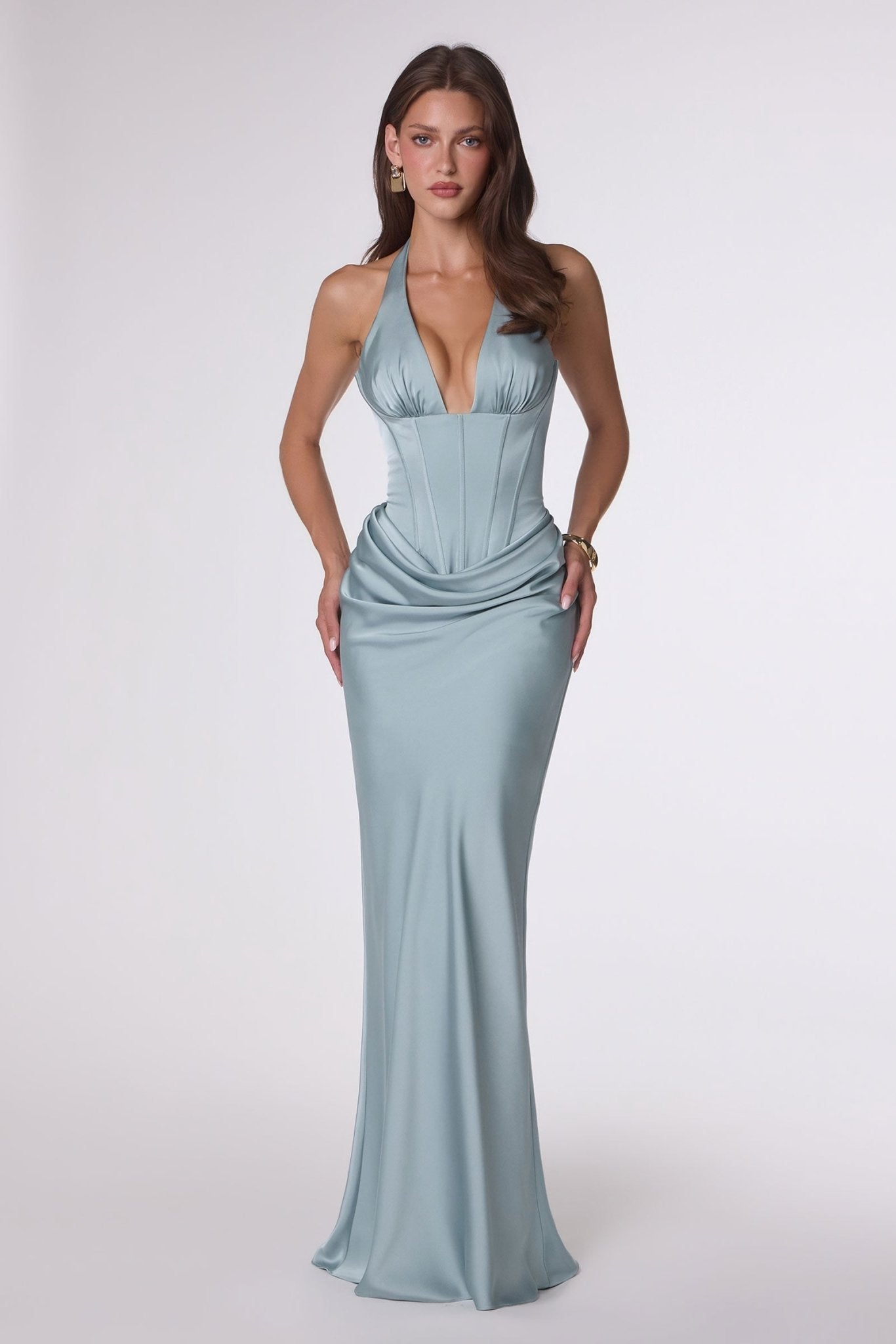CHANTELLE Satin Halter Formal Gown in Australia | One Honey Boutique