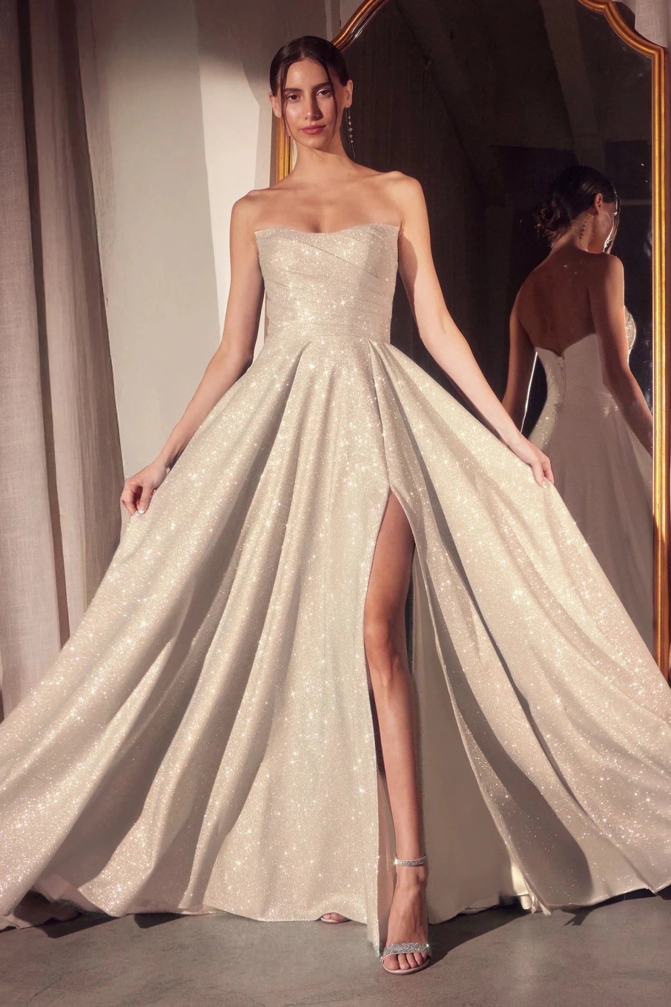 CINDI Strapless Glitter Shimmer Prom & Semi Formal Dress in Australia | One Honey Boutique