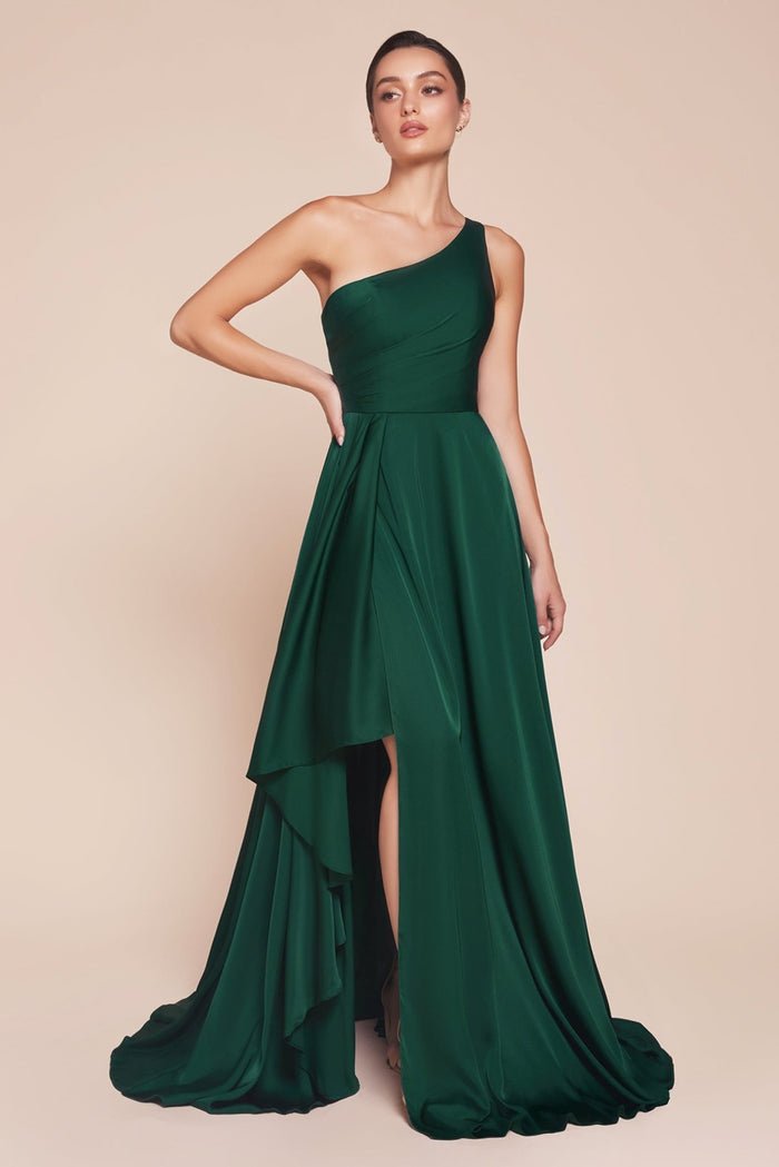 CLAUDETTE One - Shoulder Satin A - Line Prom & Formal Dress in Australia | One Honey Boutique