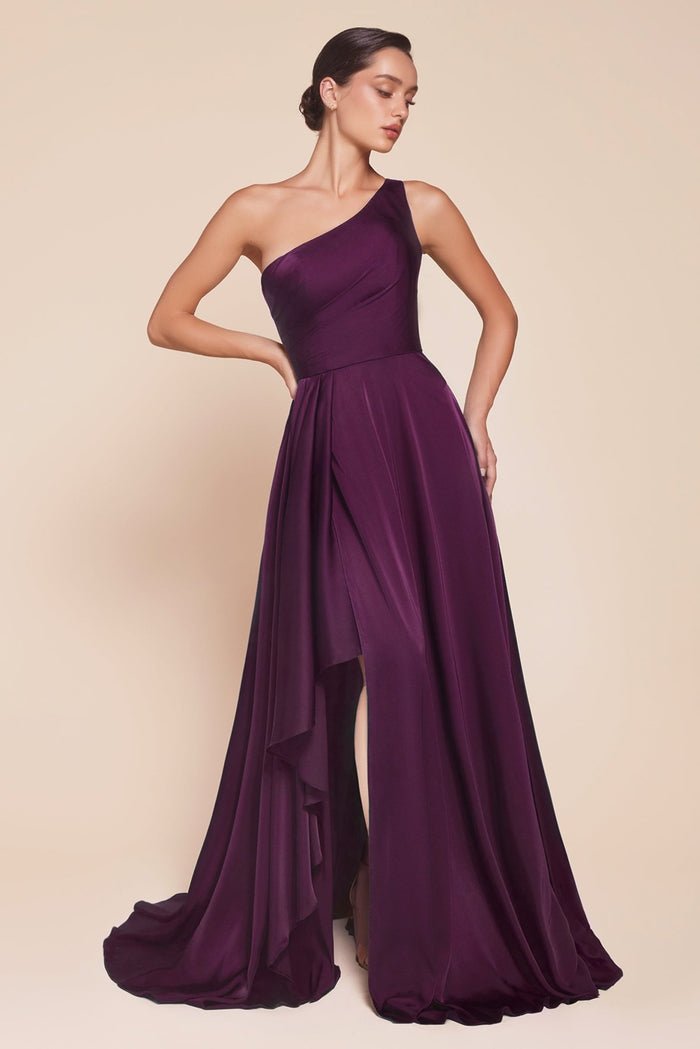 CLAUDETTE One - Shoulder Satin A - Line Prom & Formal Dress in Australia | One Honey Boutique