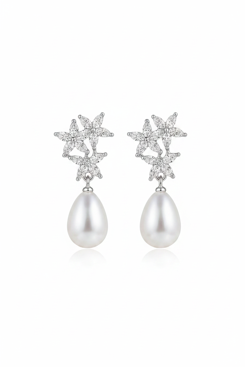 Crystal & Pearl Teardrop Statement Earrings in Australia | One Honey Boutique