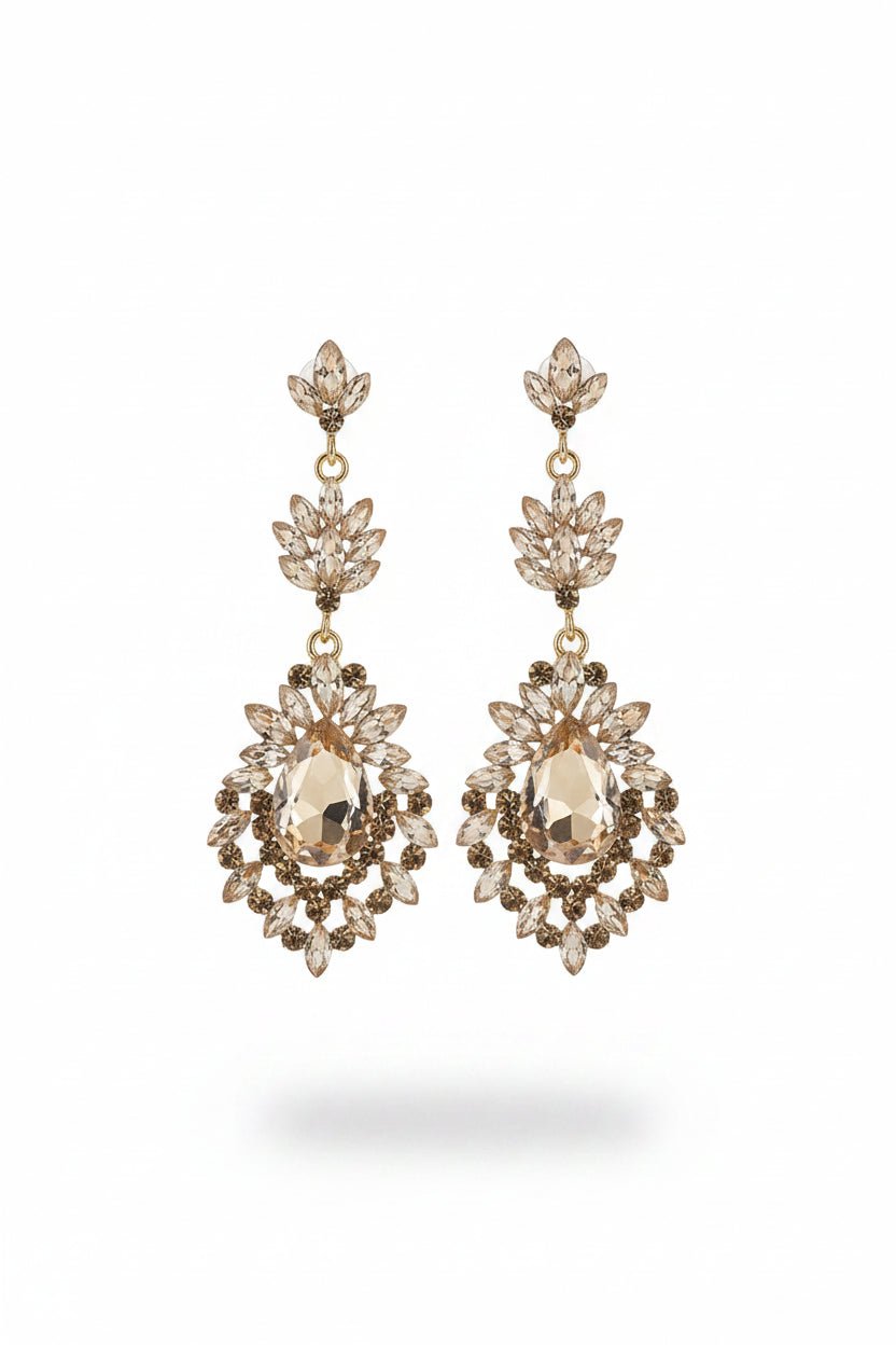 Crystal Teardrop Statement Earrings for Formal & Bridal Wear in Australia | One Honey Boutique