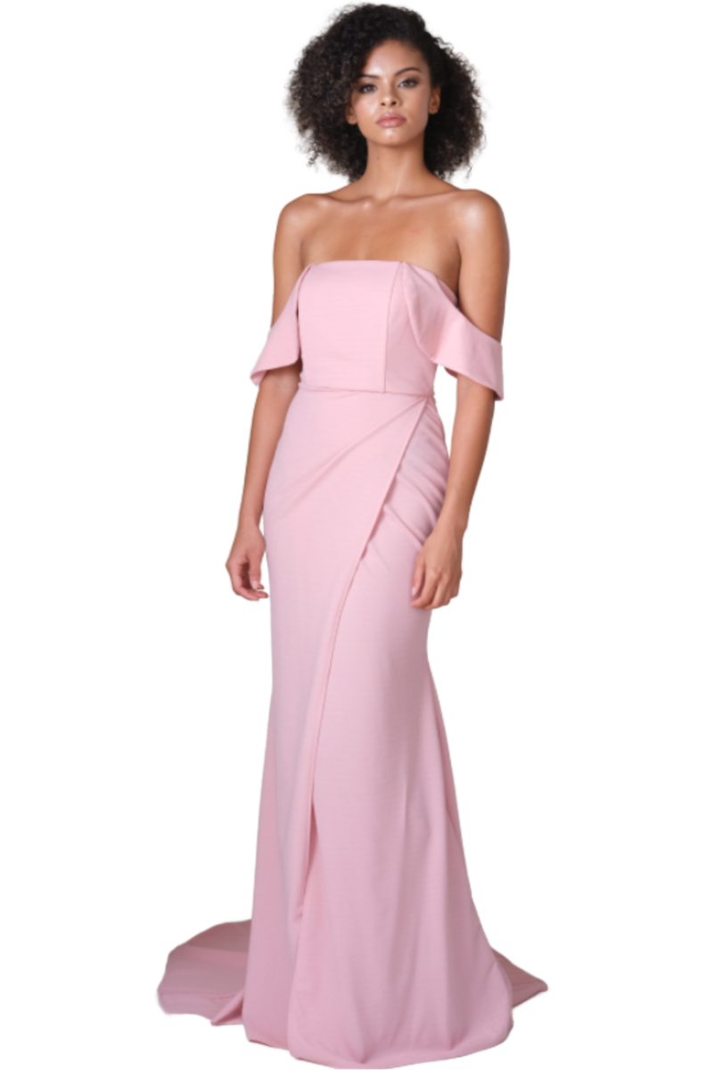 Pia Gladys Perey DELILAH Stretch Crepe Off Shoulder Mermaid Bridesmaid Dress