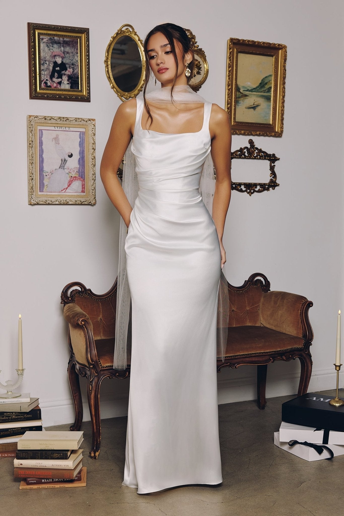 ELNORA Fitted Satin Lace - Up Affordable Wedding Gown in Australia | One Honey Boutique