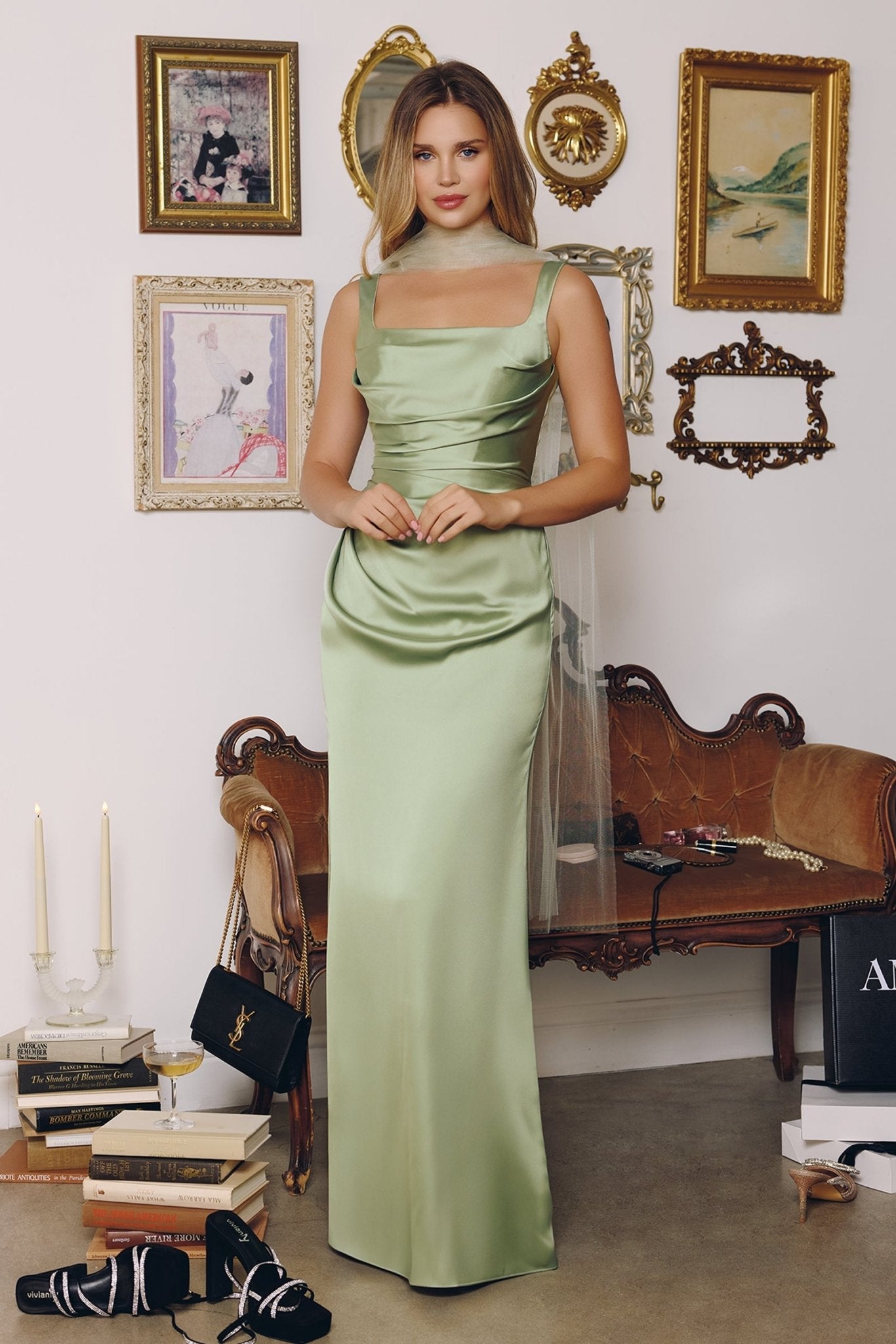 ELNORA Fitted Satin Lace - Up Prom & Formal Dress in Australia | One Honey Boutique