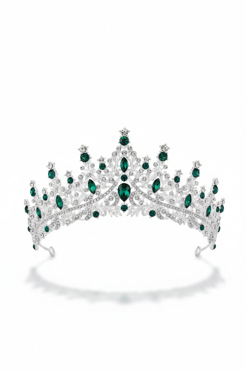 Emerald Crystal Royal Crown Tiara for Pageants & Special Occasions in Australia | One Honey Boutique
