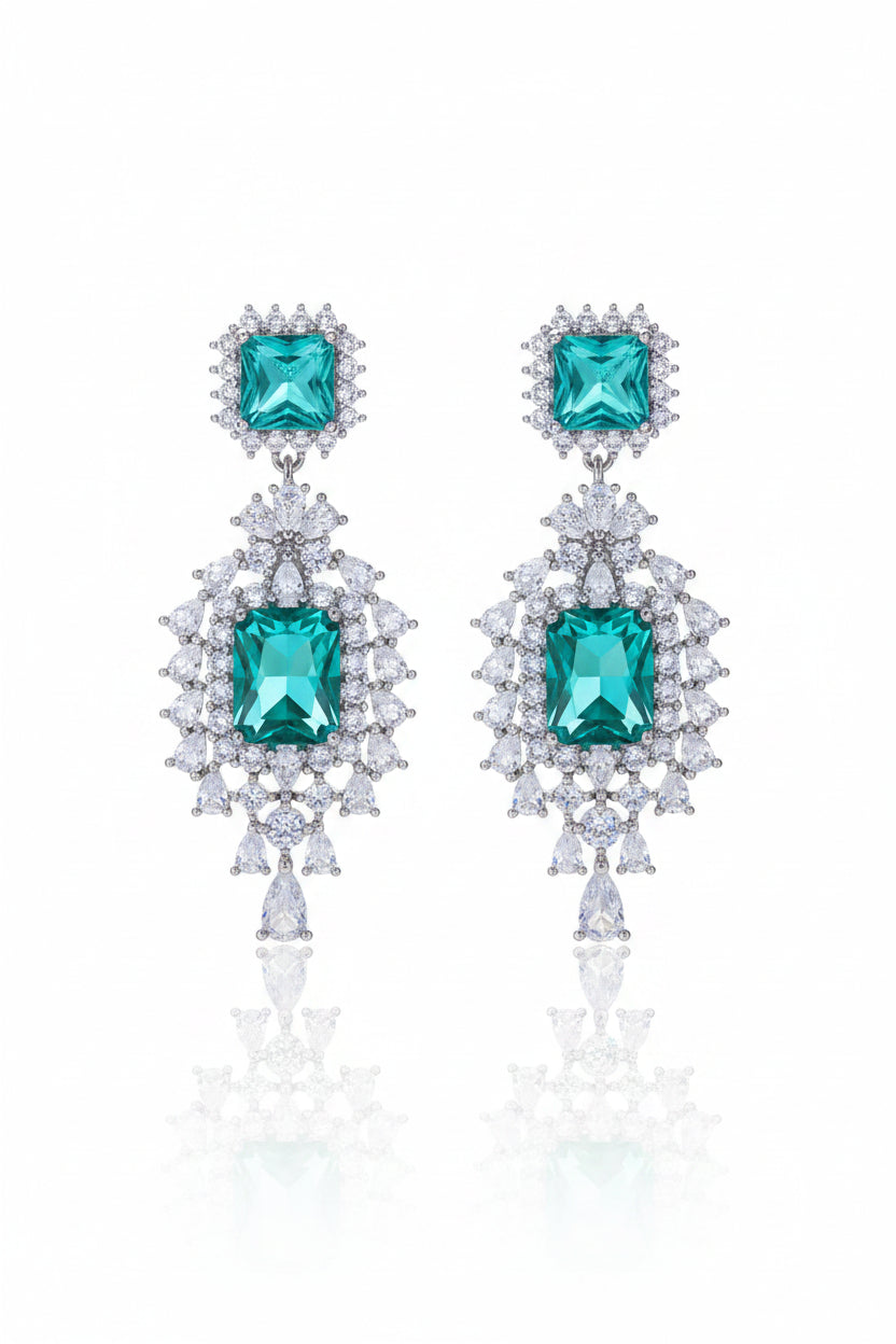 Emerald Crystal Statement Earrings in Australia | One Honey Boutique