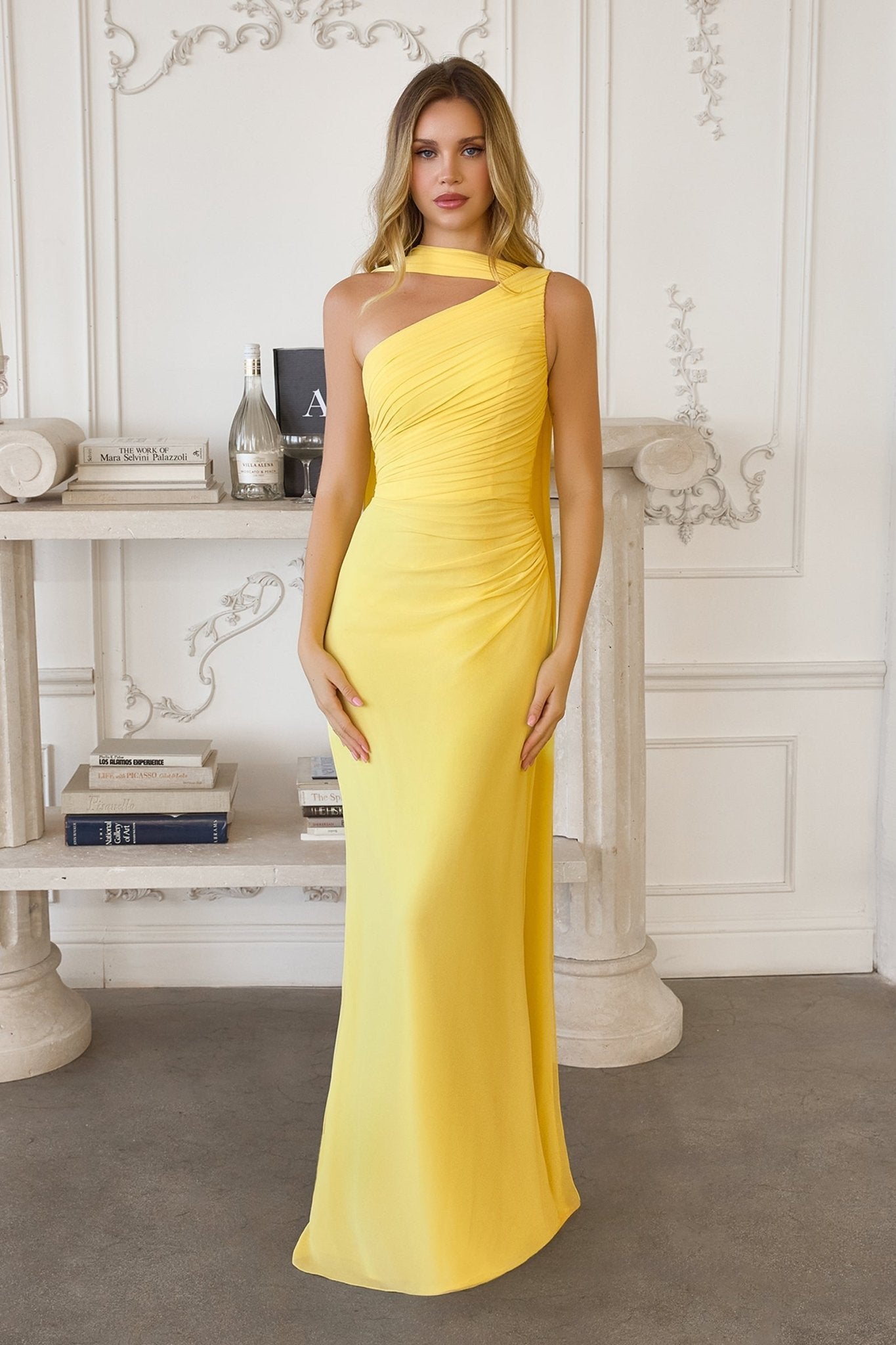 GAYLE One - Shoulder Chiffon Fitted Prom & Formal Dress in Australia | One Honey Boutique