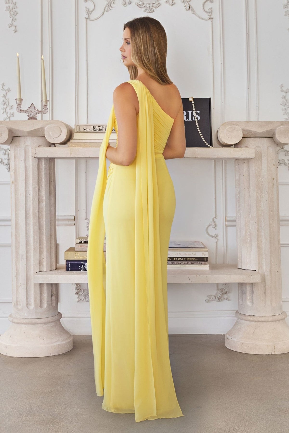 GAYLE One-Shoulder Chiffon Fitted Gown | One Honey