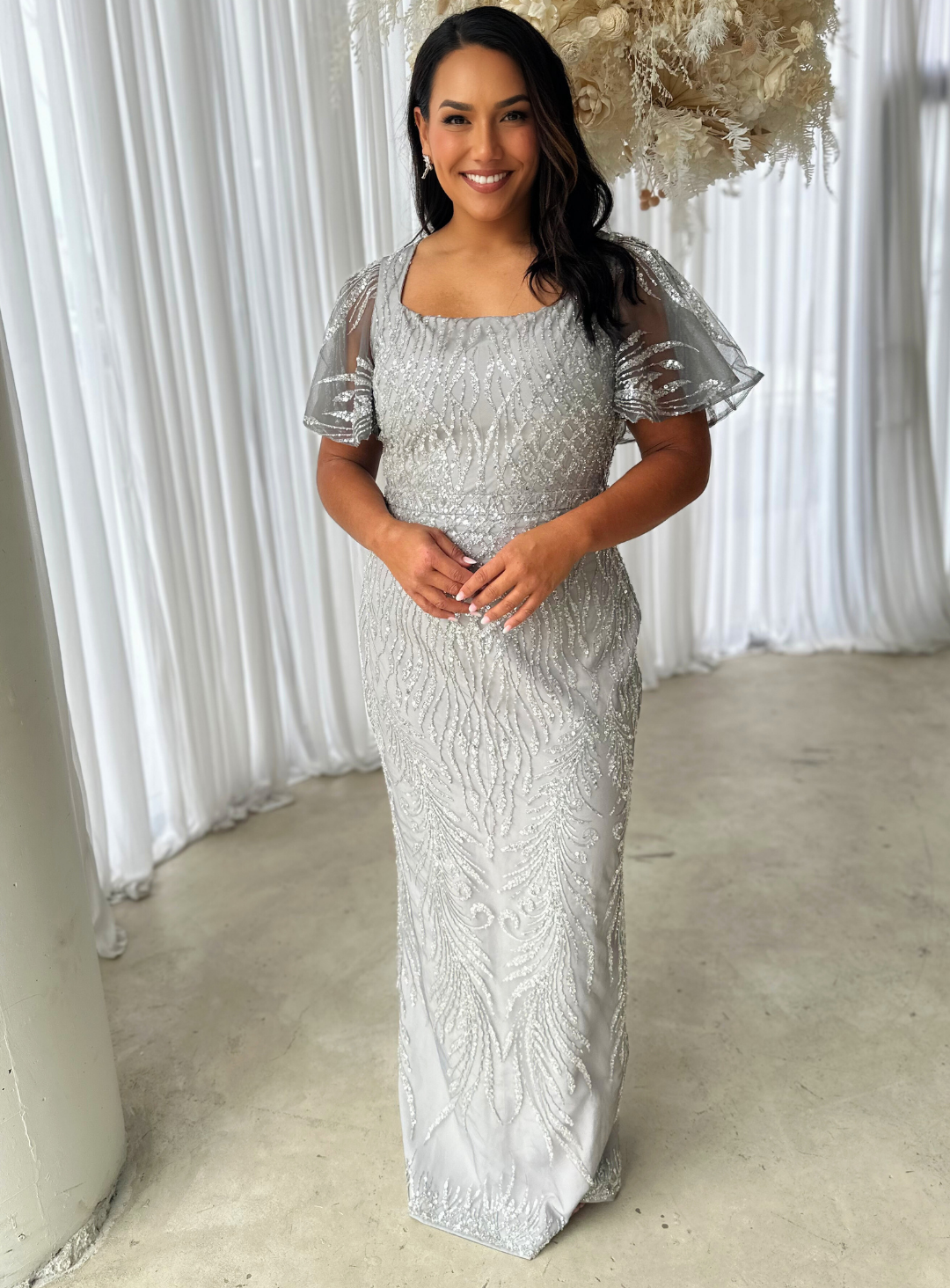 Trellis Lane GEORGIA Beaded Midi Cocktail Dress