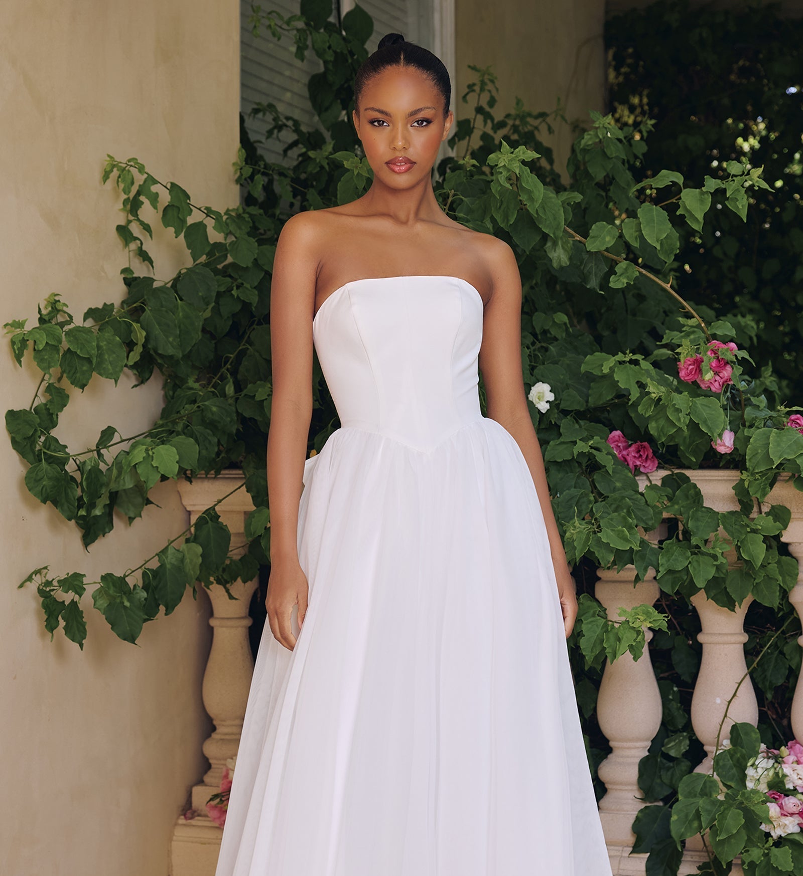 GRACIE Bow Strapless A - Line Affordable Wedding Gown in Australia | One Honey Boutique