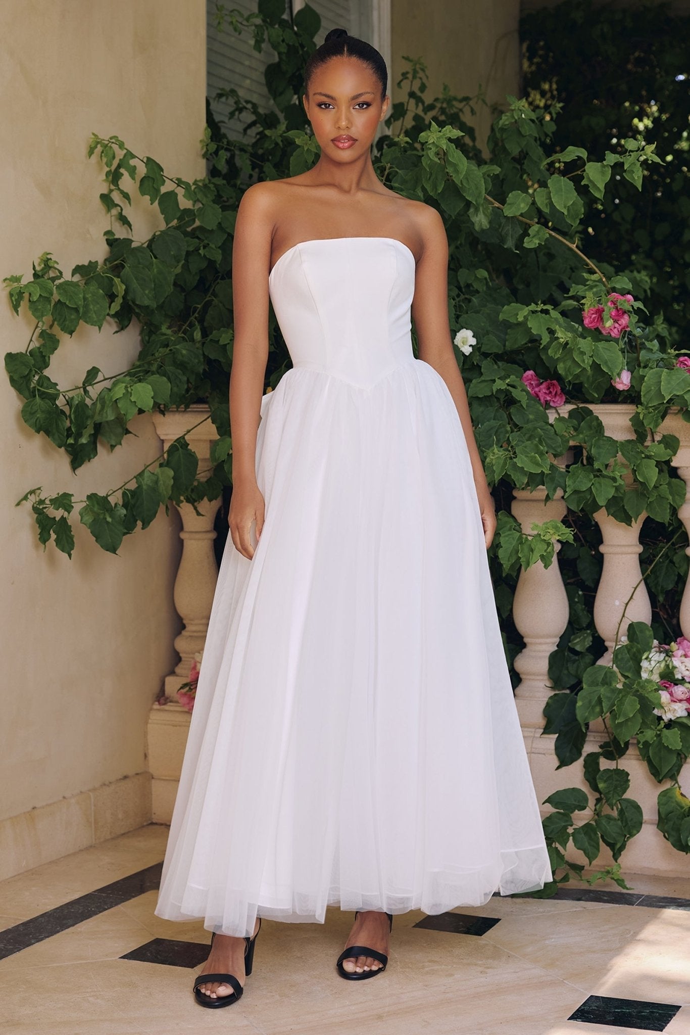 GRACIE Bow Strapless A - Line Affordable Wedding Gown in Australia | One Honey Boutique