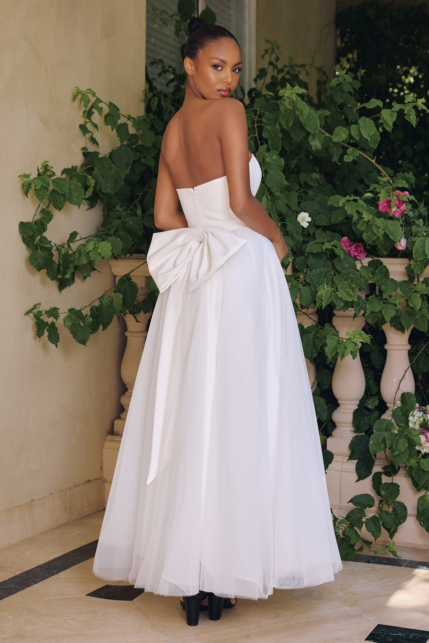 GRACIE Bow Strapless A - Line Affordable Wedding Gown in Australia | One Honey Boutique