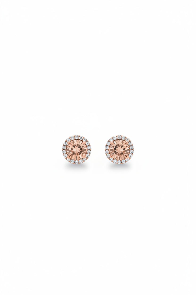 Gregory Ladner Champagne Crystal Halo Stud Earrings in Australia | One Honey Boutique