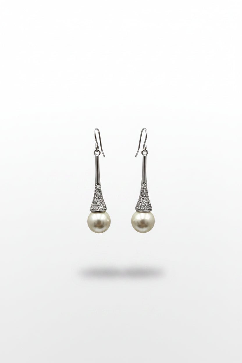 Gregory Ladner Crystal Cone Pearl Drop Earrings in Australia | One Honey Boutique