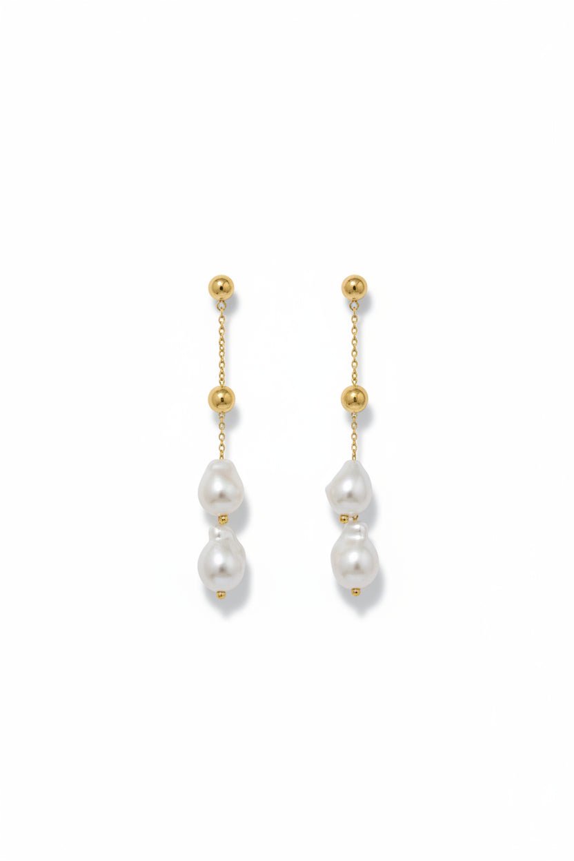 Gregory Ladner Gold Multi Pearl Chain Drop Earrings in Australia | One Honey Boutique