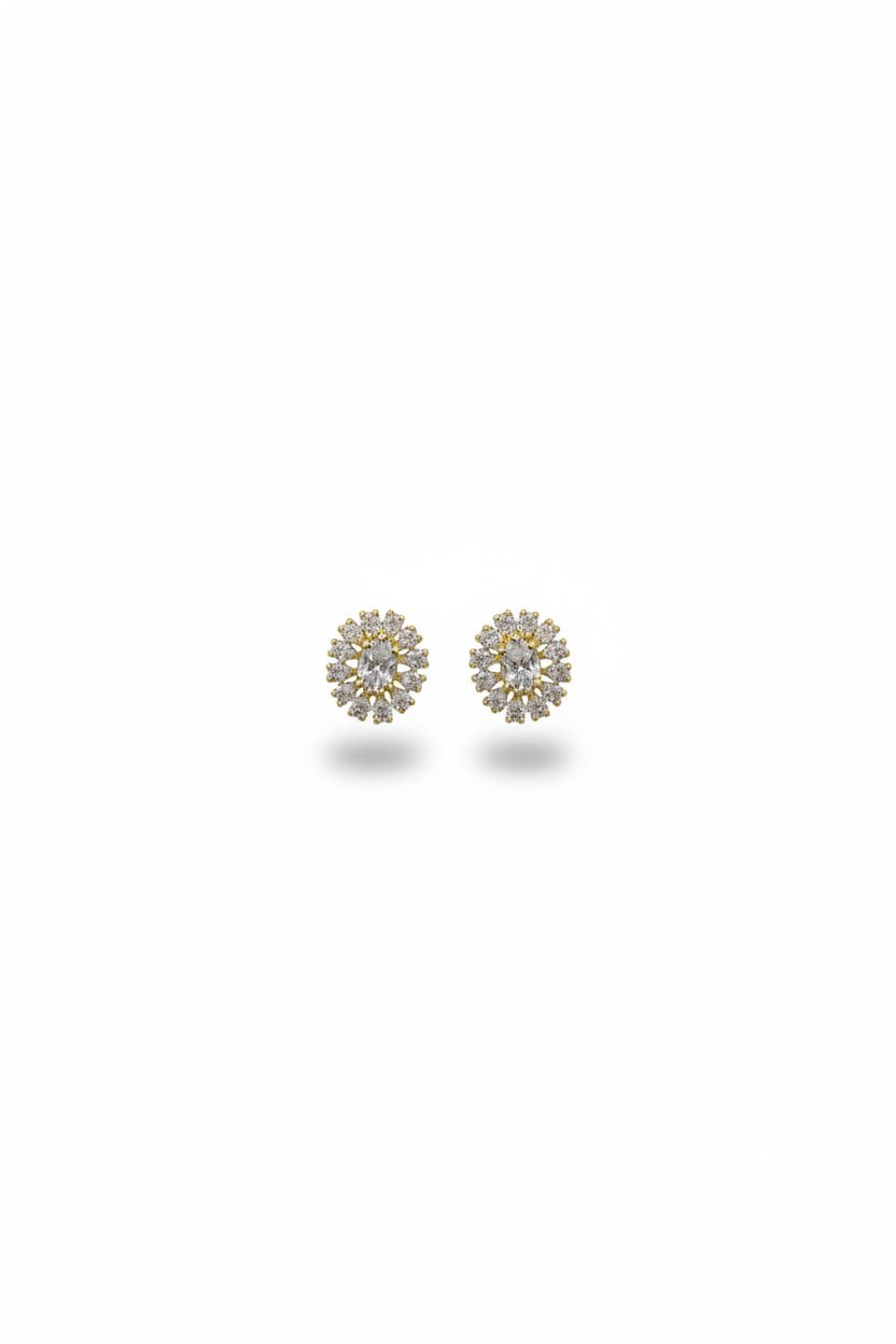 Gregory Ladner Gold Oval Crystal Halo Stud Earrings in Australia | One Honey Boutique