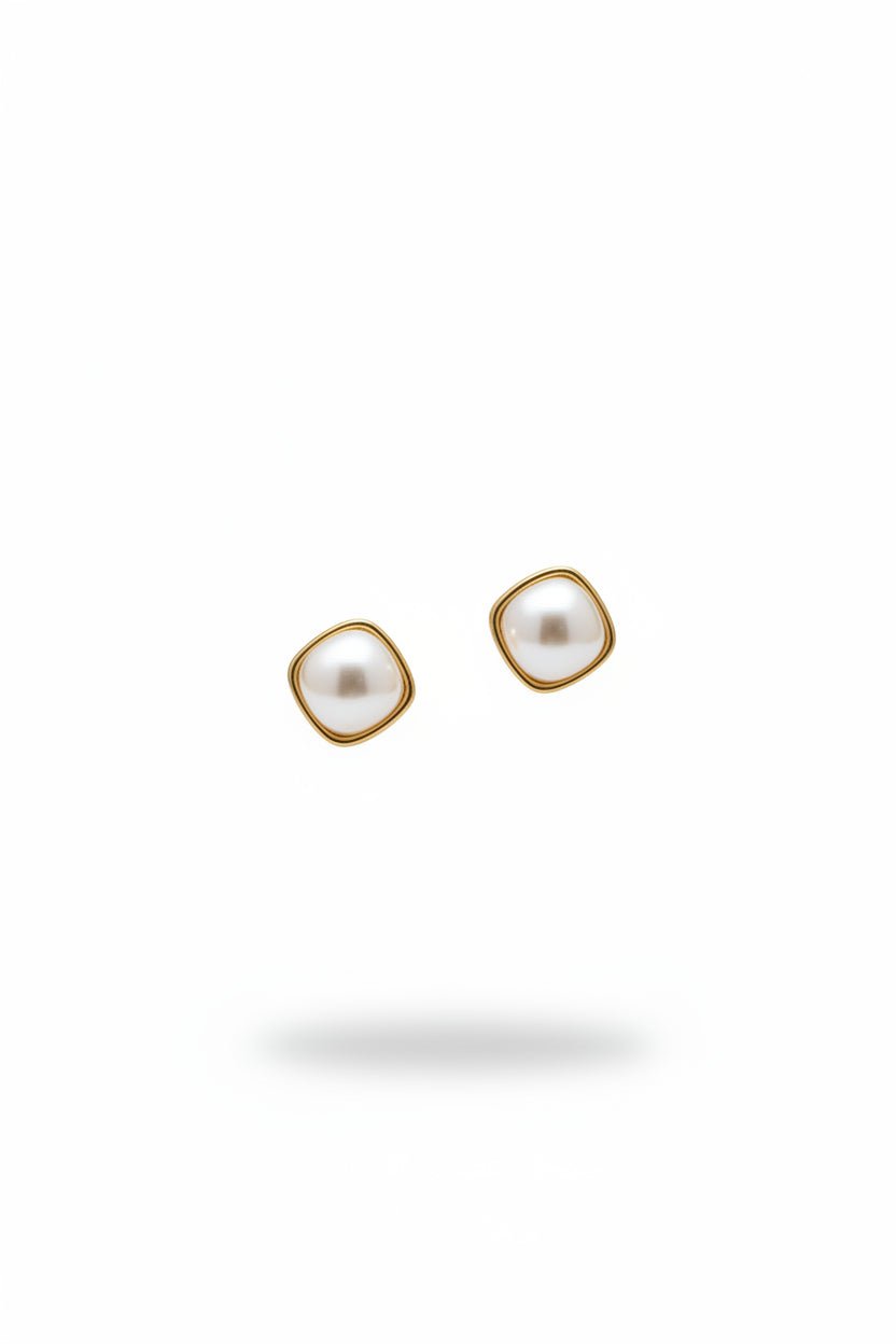 Gregory Ladner Gold Pearl Sculpted Frame Stud Earrings in Australia | One Honey Boutique