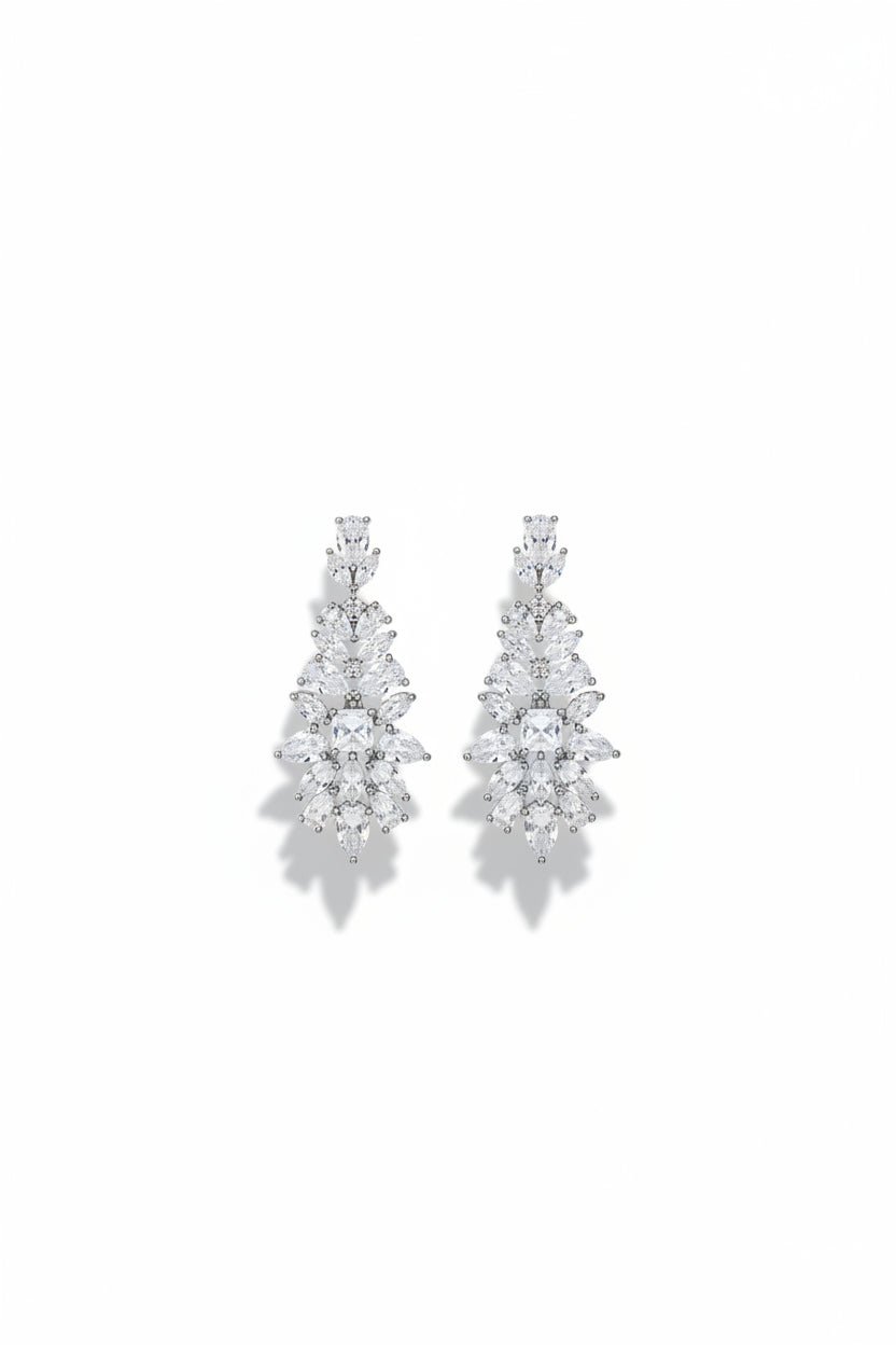 Gregory Ladner Silver Marquise Crystal Cluster Drop Earrings in Australia | One Honey Boutique