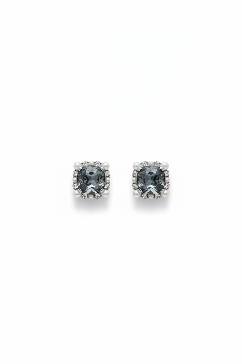 Gregory Ladner Smoky Crystal Pearl Halo Stud Earrings in Australia | One Honey Boutique