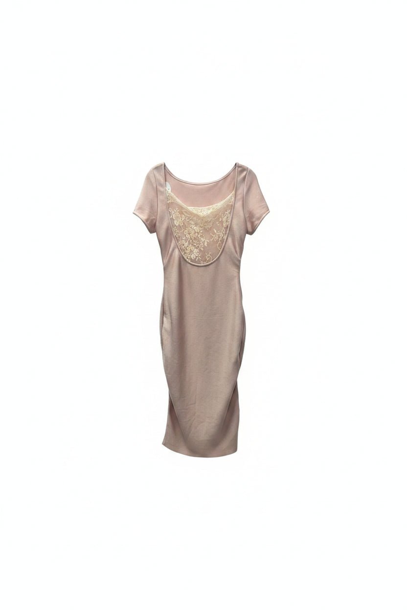 Honey Couture BLUSH Lace Back Short Sleeve Bandage Midi Dress in Australia | One Honey Boutique