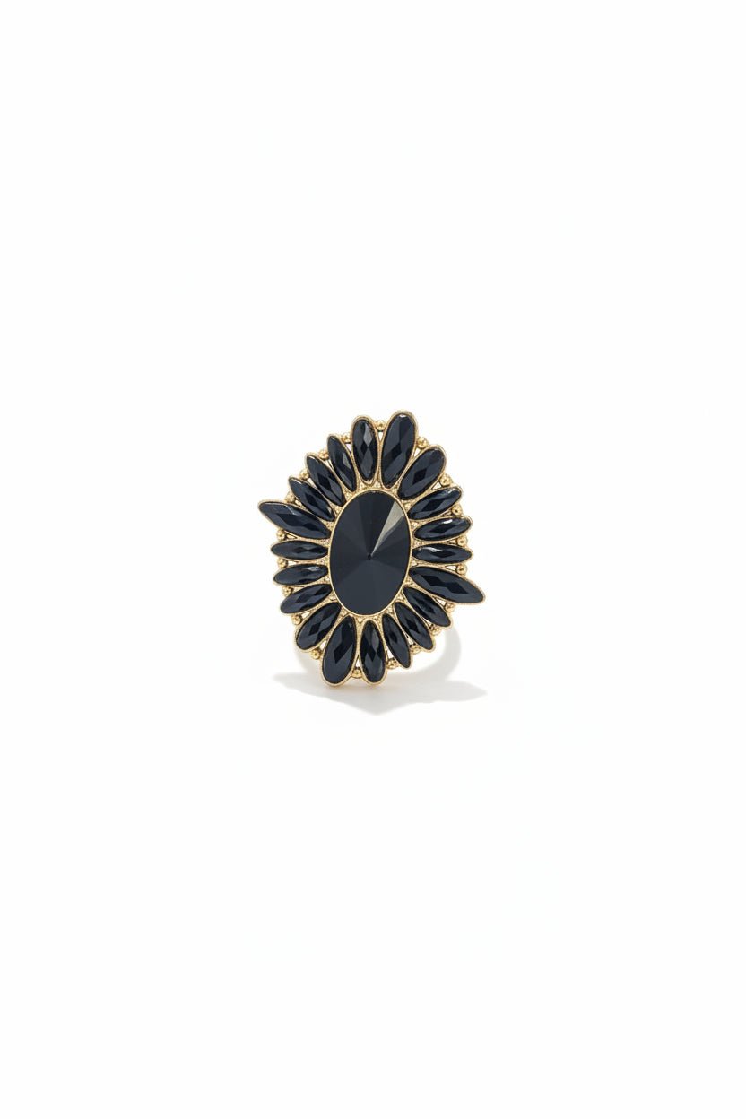 Honey Couture VICTORIA Black Onyx Statement Cocktail Ring in Australia | One Honey Boutique