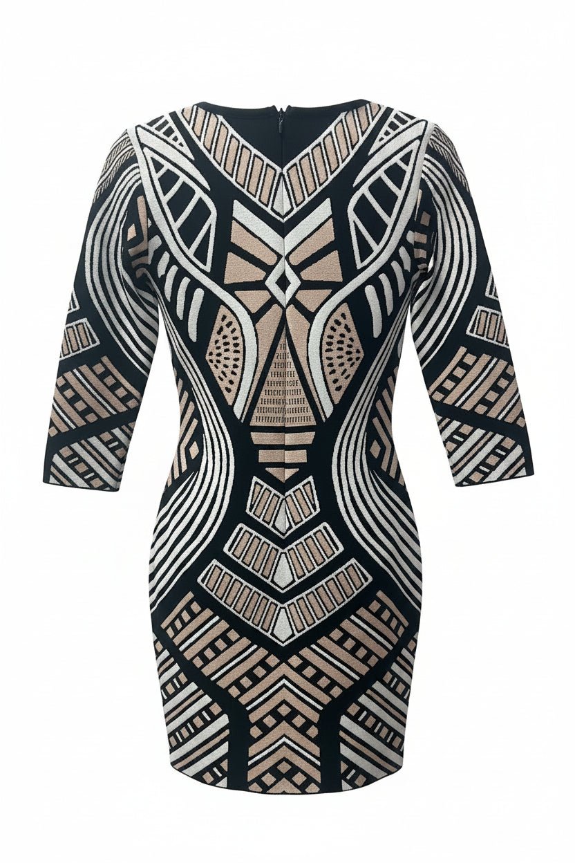 Honey Couture ZAHARA Geometric Knit Bandage Mini Dress in Australia | One Honey Boutique