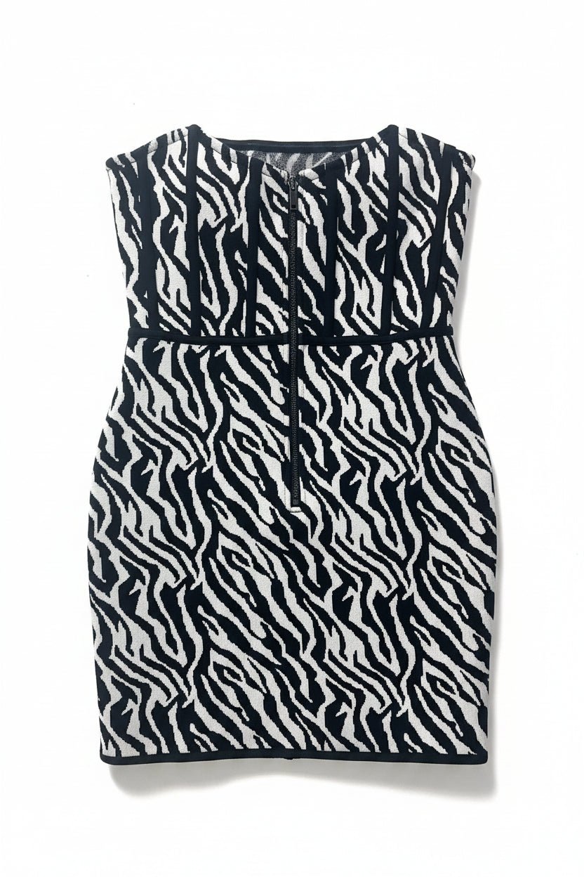 Honey Couture ZEBRA Strapless Bandage Mini Dress in Australia | One Honey Boutique