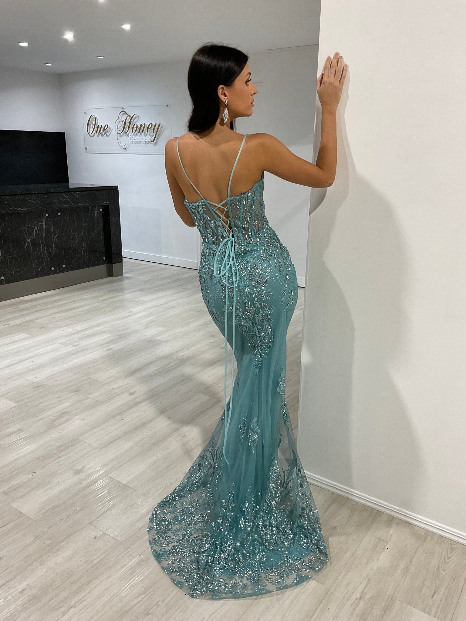 SHONTAE Sequin Corset Glitter Mermaid Formal Gown Dress in Australia | One Honey Boutique