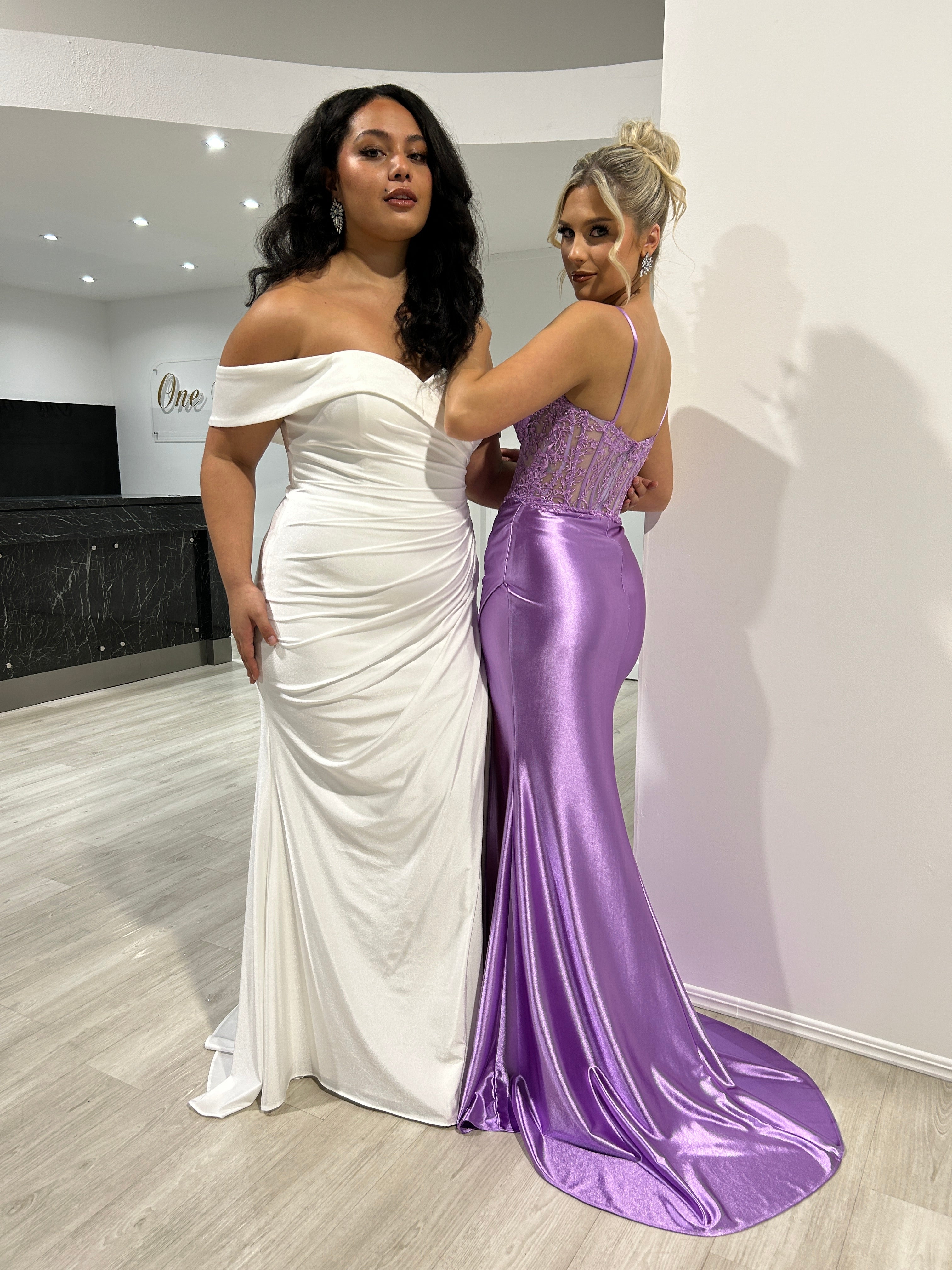LAILA Off Shoulder Silky Bridesmaid Semi Formal Dress