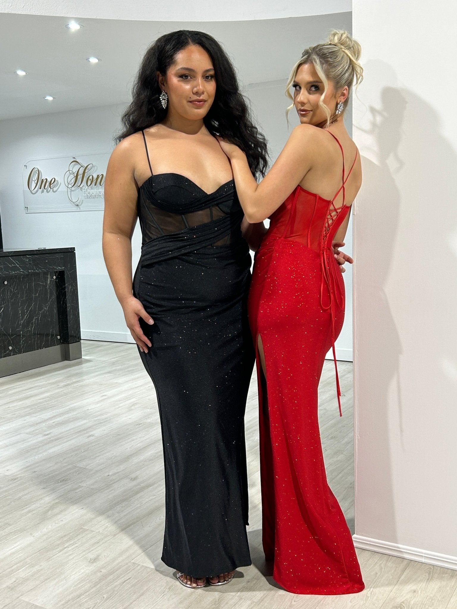 JOYCE Glitter Corset Bustier Mermaid Semi Formal Dress in Australia | One Honey Boutique