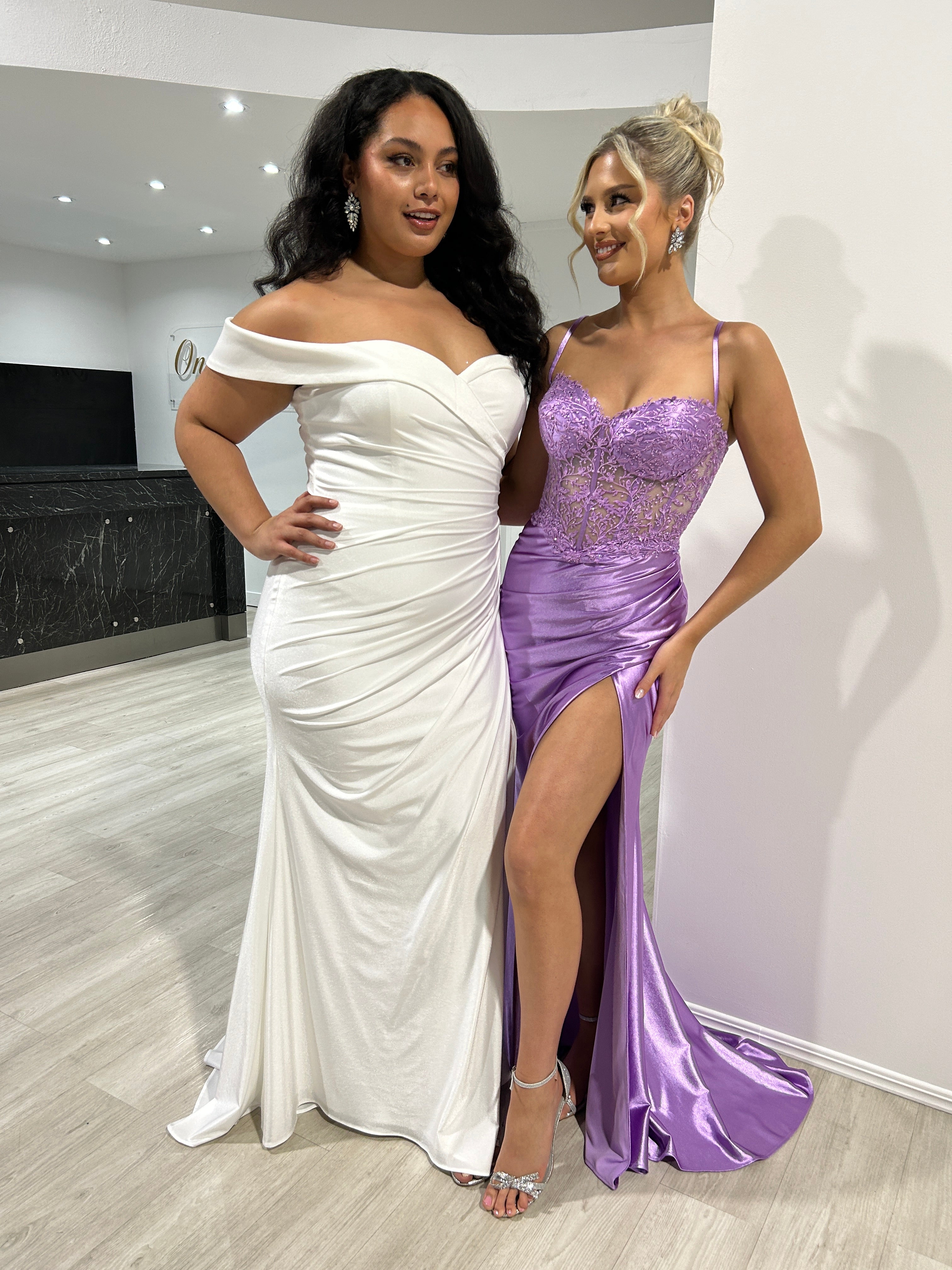 LAILA Off Shoulder Silky Bridesmaid Semi Formal Dress