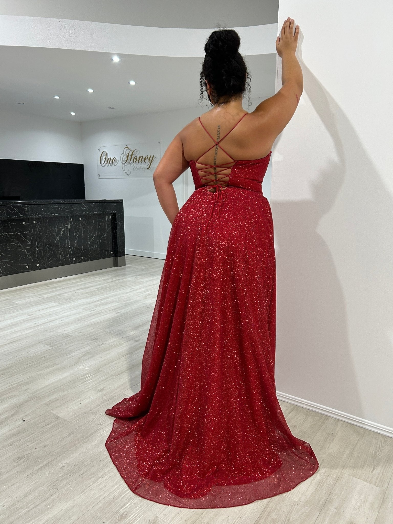 DREYA Curve Corset Glitter Ball Gown School Formal Dress in Australia | One Honey Boutique