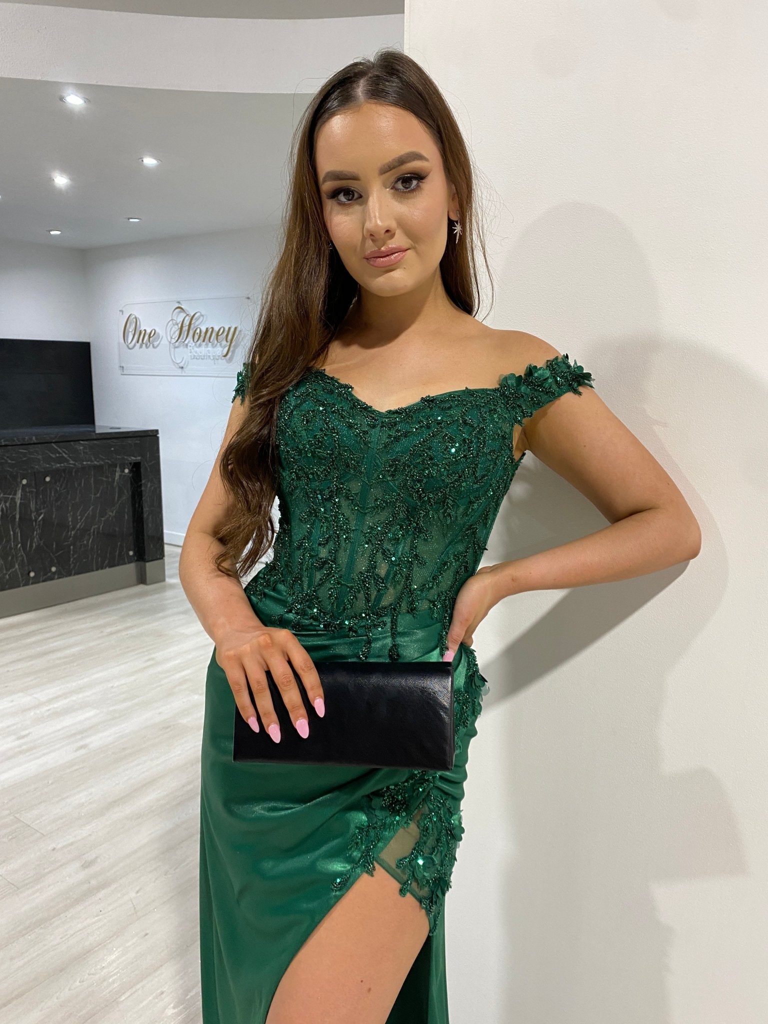 THELMA Sequin Bustier Corset Satin Mermaid Formal Dress in Australia | One Honey Boutique