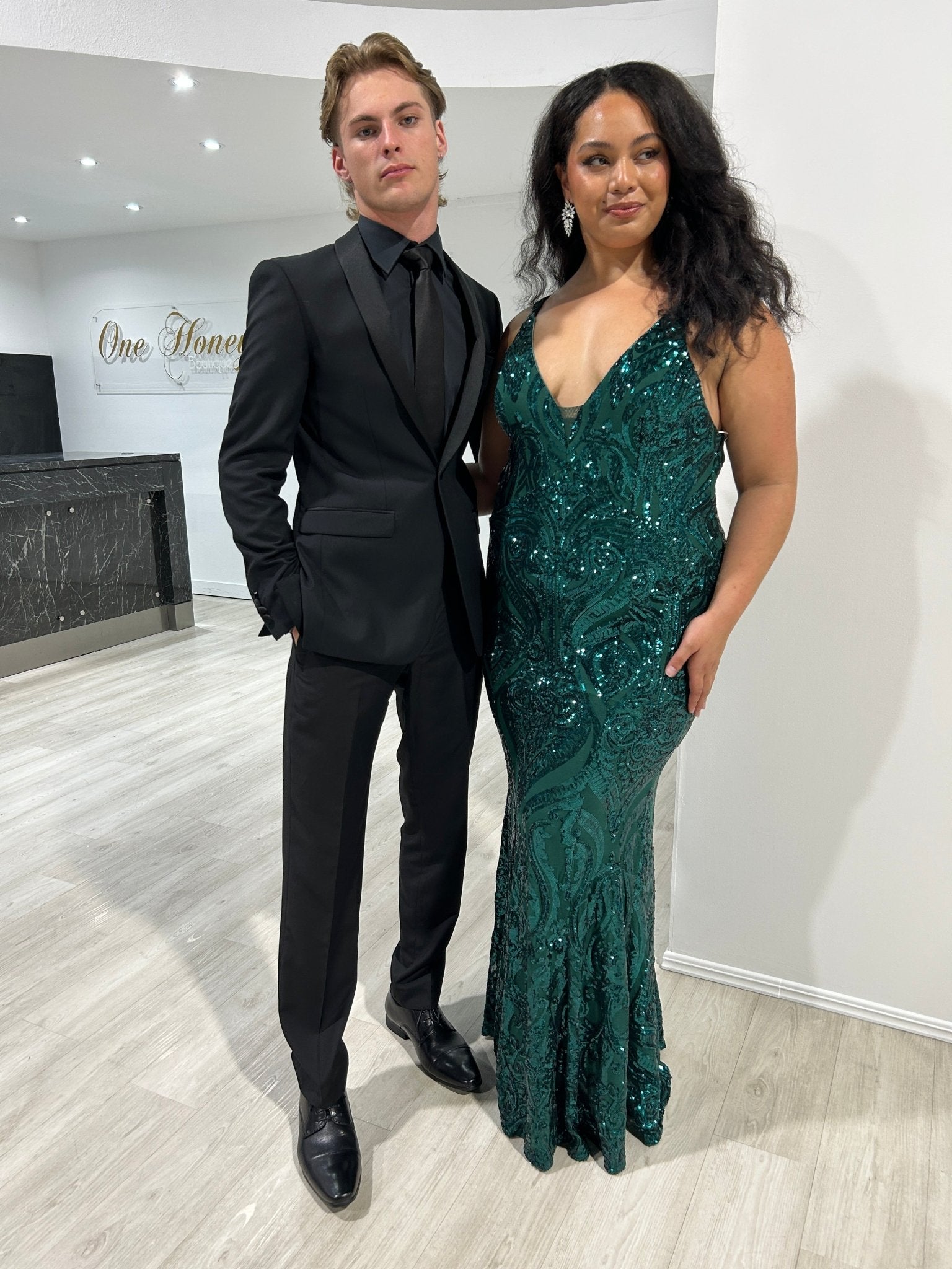 Honey Couture MIA Sequin Open Back Formal Gown in Australia | One Honey Boutique