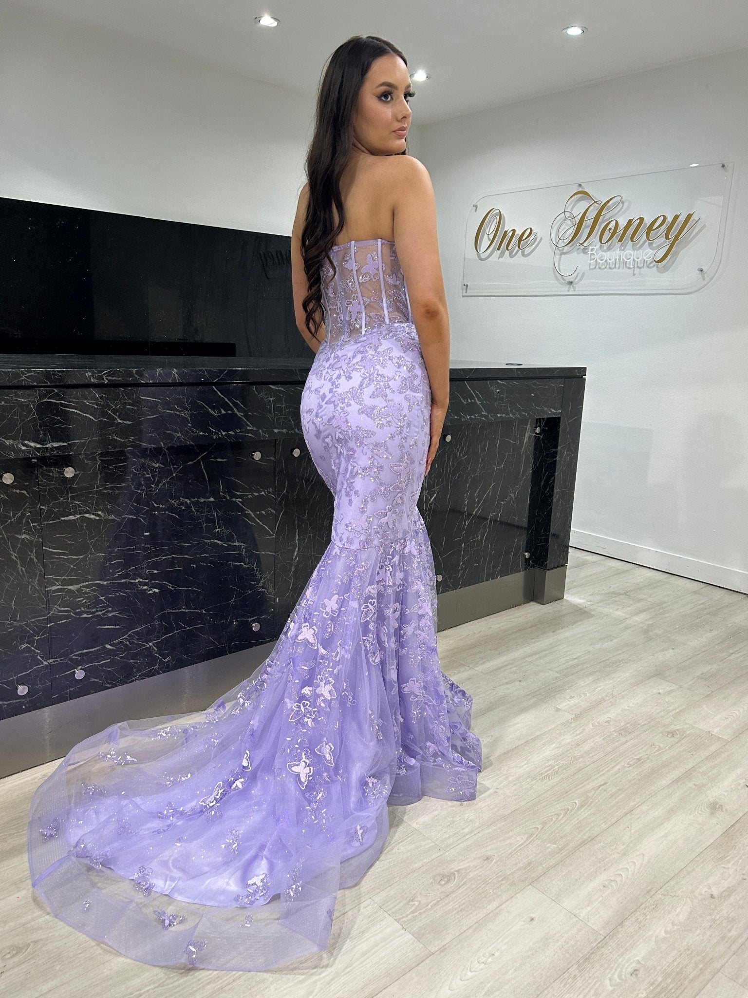 ENID Glitter Strapless Bustier Mermaid Formal Dress in Australia | One Honey Boutique