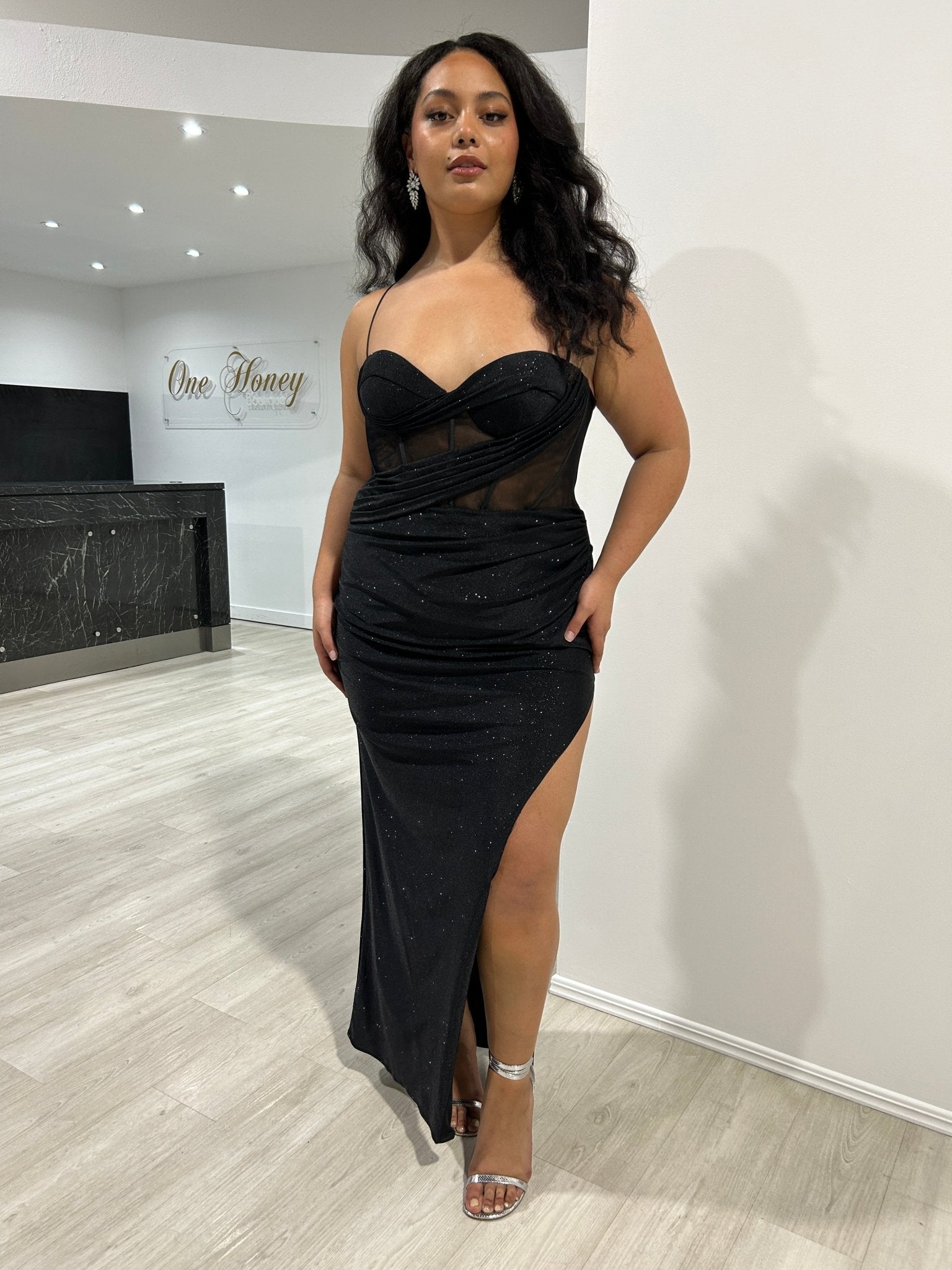 JOYCE Glitter Corset Bustier Mermaid Semi Formal Dress in Australia | One Honey Boutique