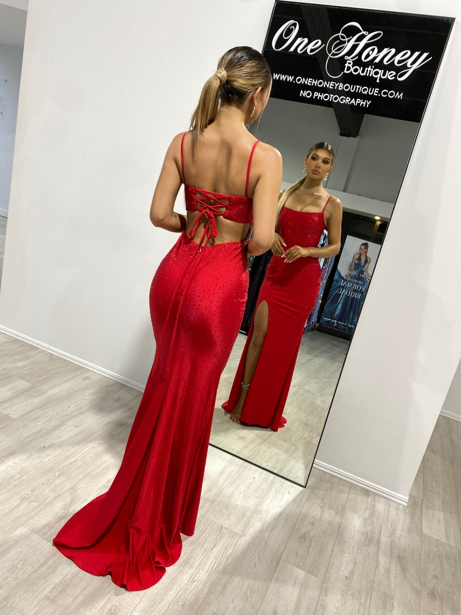 ELANA Diamante Bustier Lace Up Mermaid Formal Dress in Australia | One Honey Boutique