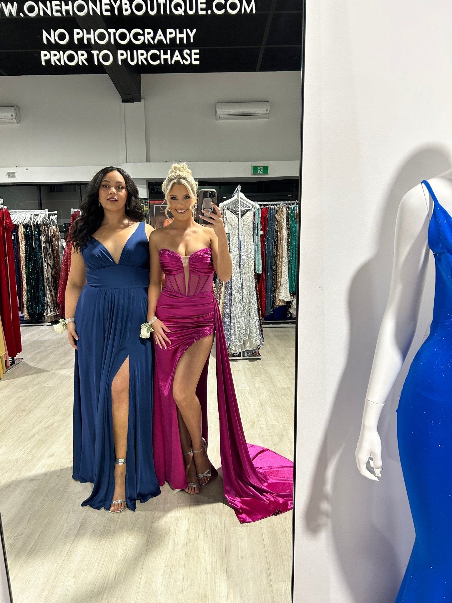 NELLIE Deep V Front Silky A Line Bridesmaid Formal Dress in Australia | One Honey Boutique