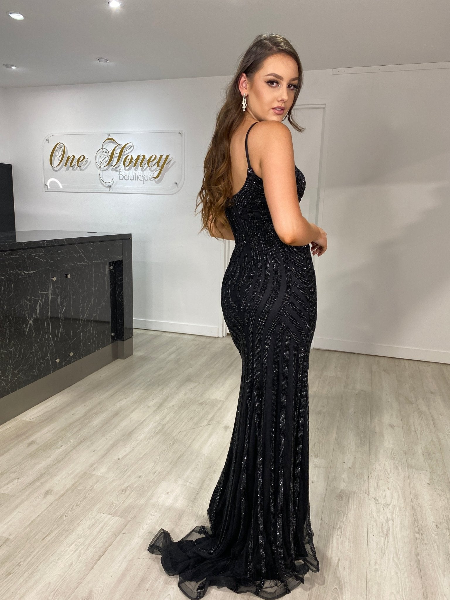 Honey Couture DIAMONDS Sequin Mermaid Formal Gown Dress in Australia | One Honey Boutique