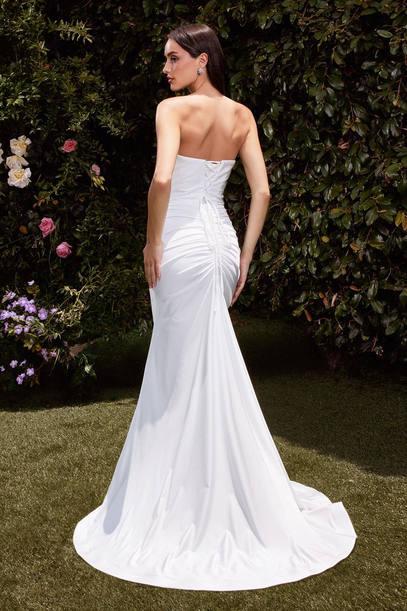 IVA Strapless Off White Bridal Satin Simple Mermaid Wedding Dress in Australia | One Honey Boutique
