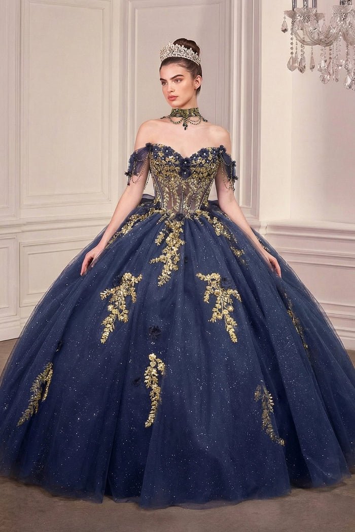 JERRI Off Shoulder Quinceañera Ball Gown with Corset & Bow in Australia | One Honey Boutique