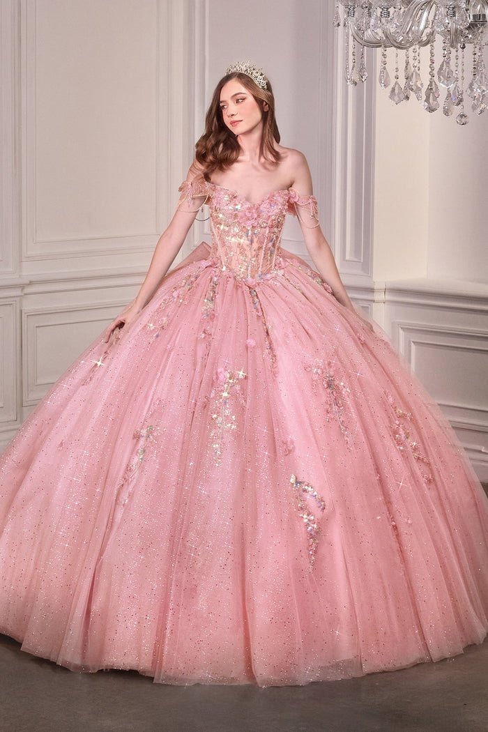 JERRI Off Shoulder Quinceañera Ball Gown with Corset & Bow in Australia | One Honey Boutique