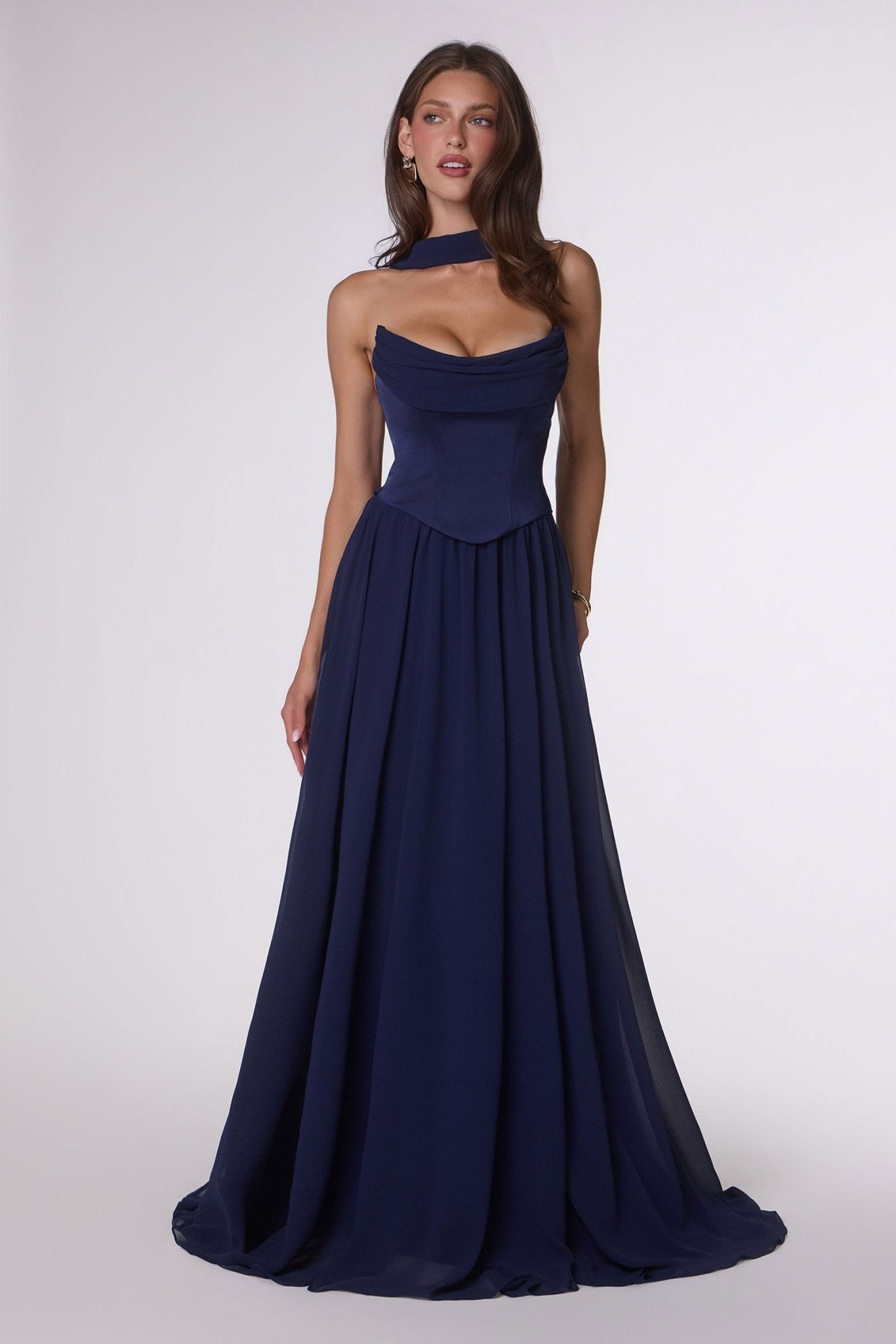 KARINE Satin Chiffon Formal Gown in Australia | One Honey Boutique