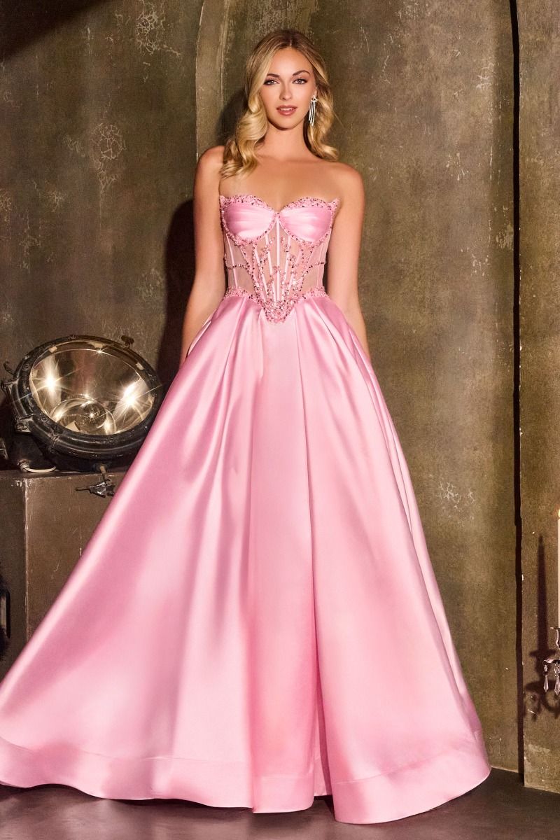 KARVEL Strapless Beaded Mikado A - Line Prom & School Formal Dress in Australia | One Honey Boutique