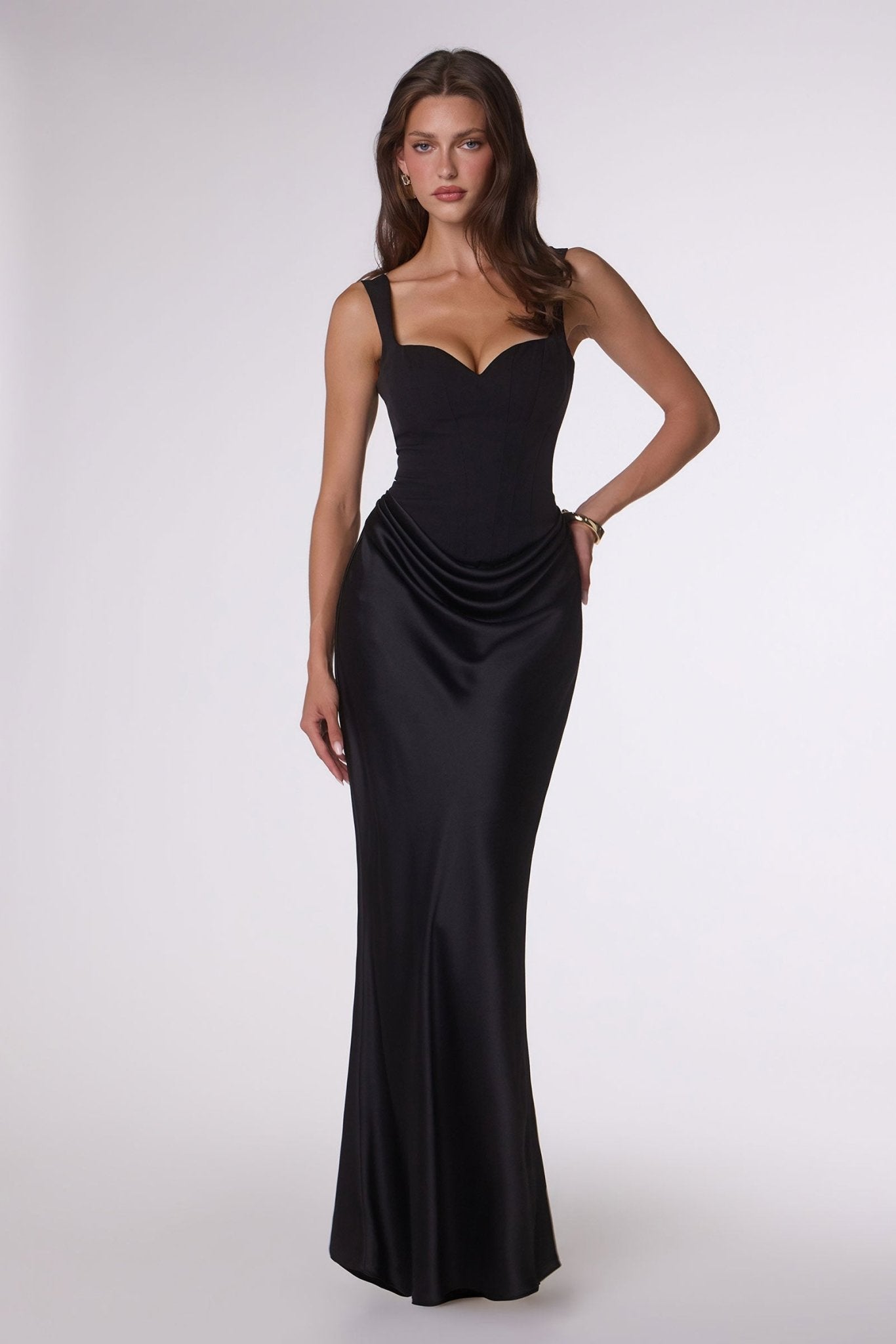 LUCIENNE Satin Corset Formal Gown in Australia | One Honey Boutique