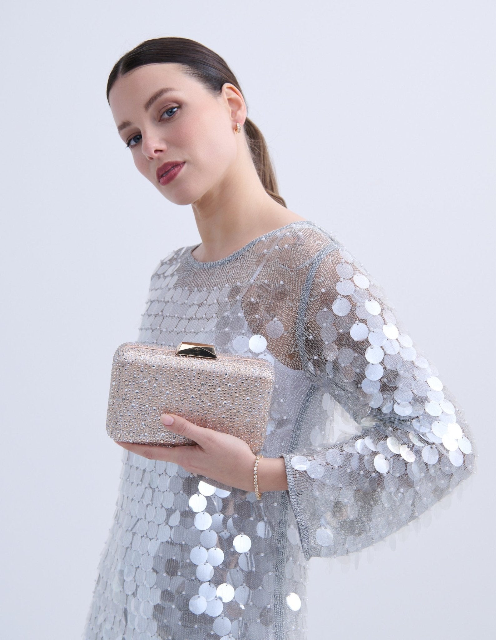 Lustre & Sage ENNA Crystal Satin Clutch Bag in Australia | One Honey Boutique
